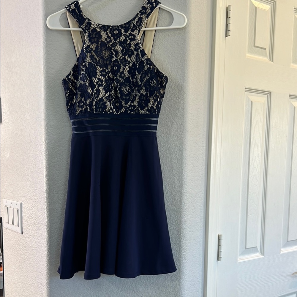 Elegant Navy Lace Dress